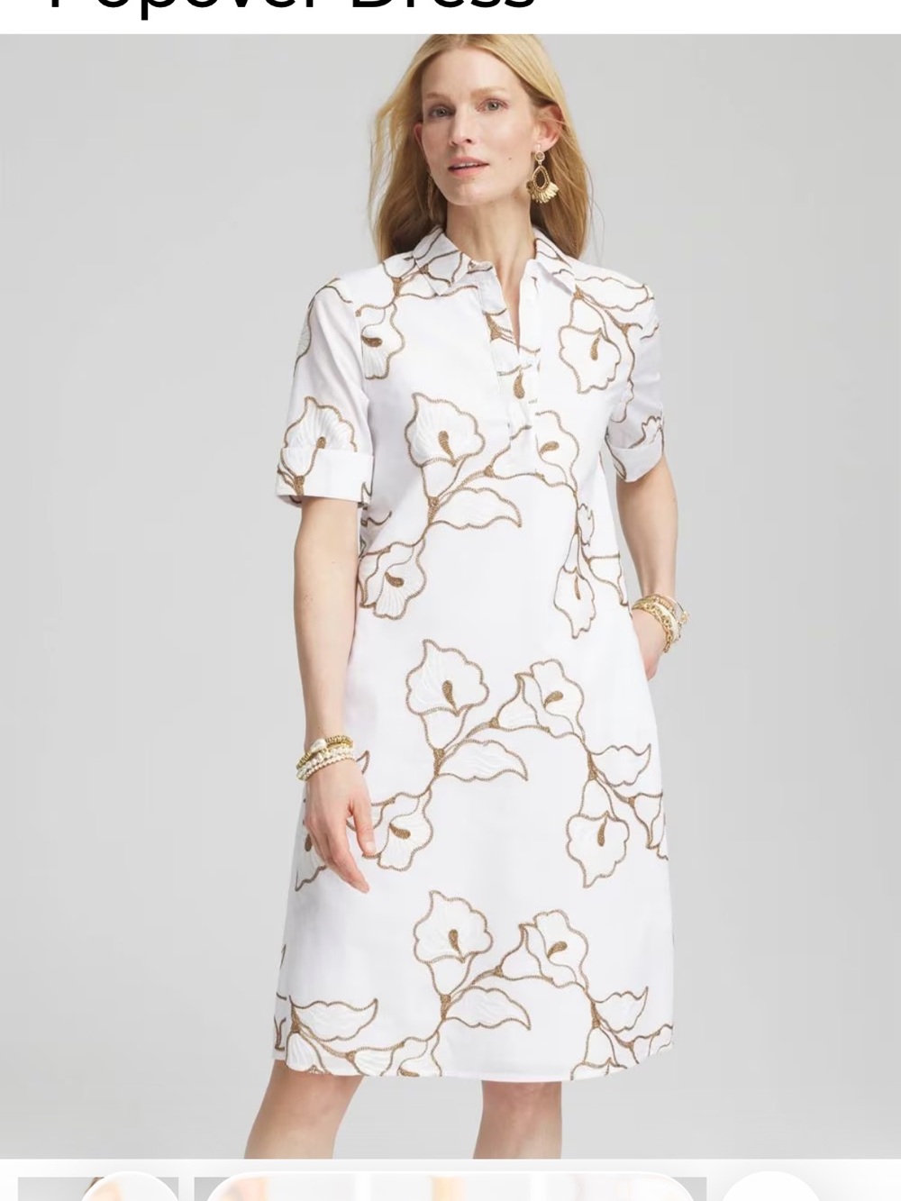 NWT Chico’s Floral Embroidered Popover Dress